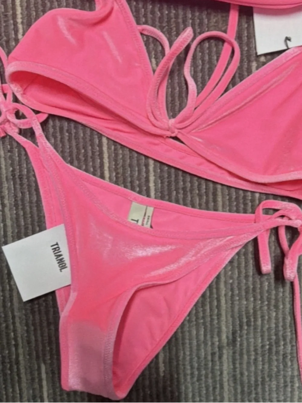 triangl swimwear Bright Pink Tie-Front Triangle Bikini